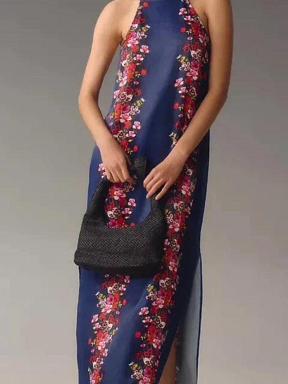 Anthropologie Double-Strap Halter Column Midi Dress Size XS